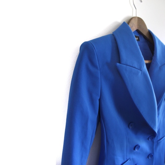 Express NWOT Blue Buttoned Suit Blazer Jacket XS - Picture 3 of 9